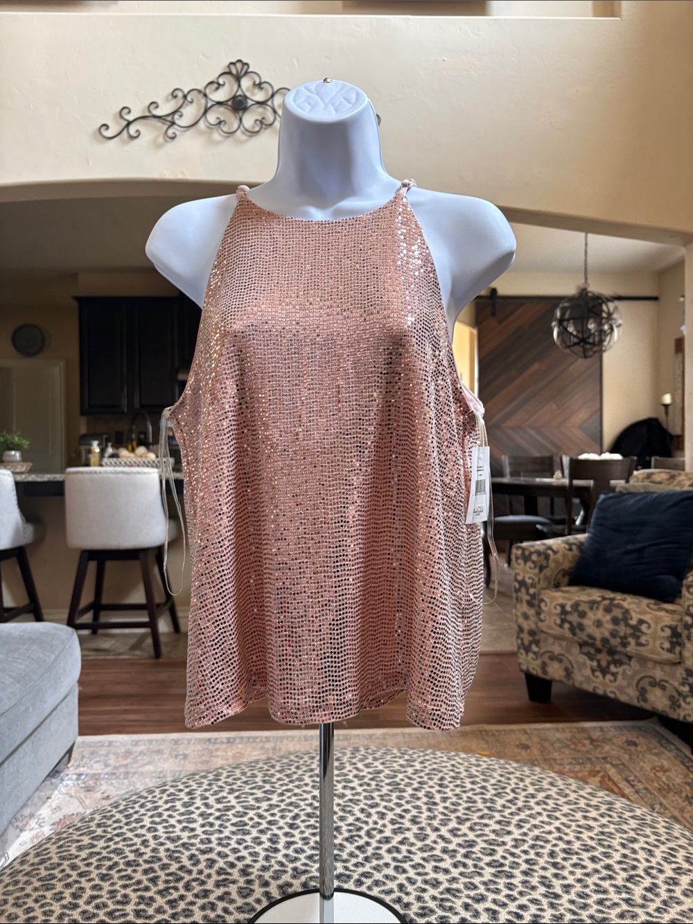 Rose Gold Sequin Halter Camisole